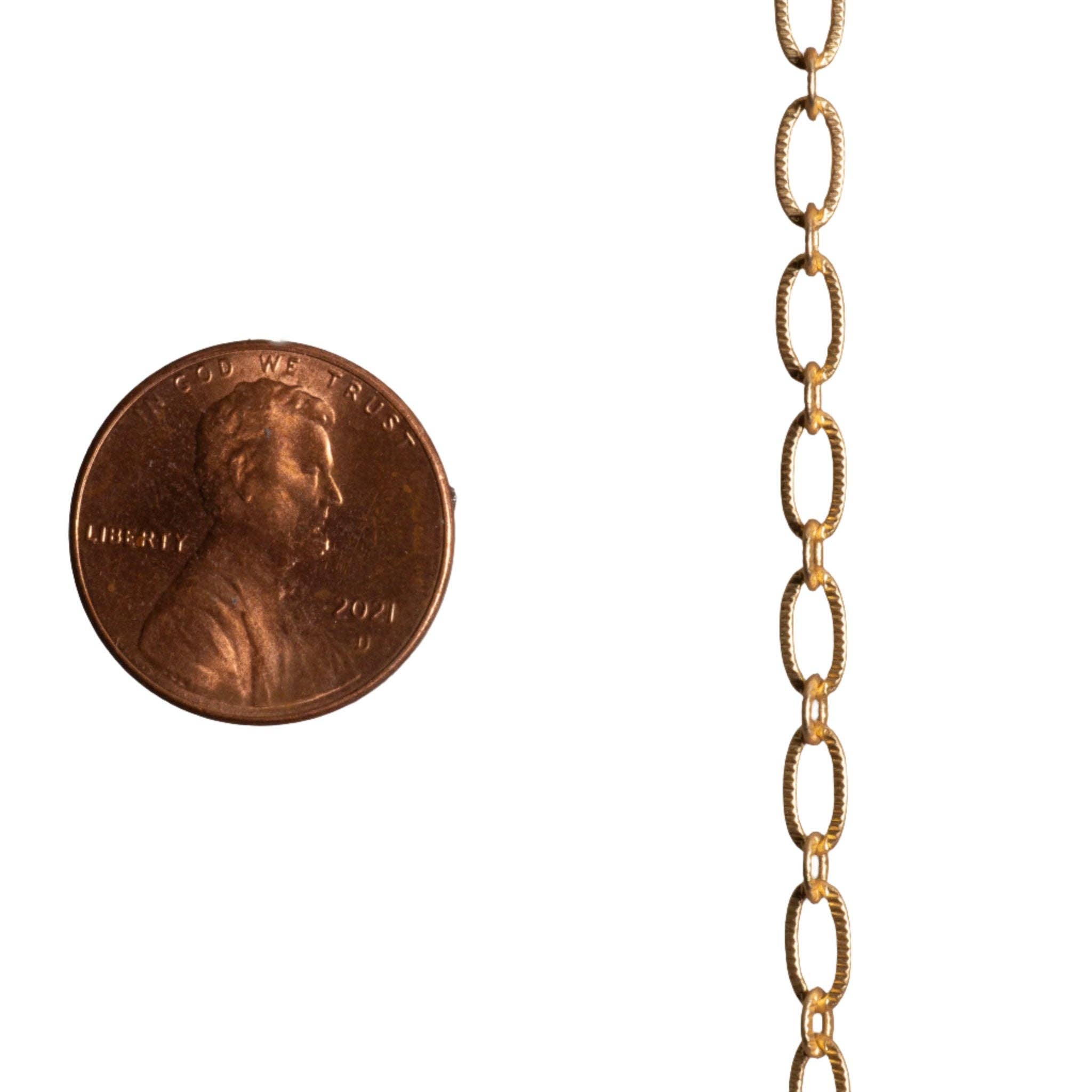 Continental Beads - Wholesale Craft Supplies - 6.4mm x 3mm Textured Oval Cable Chain Sold by The Foot - CH 8200