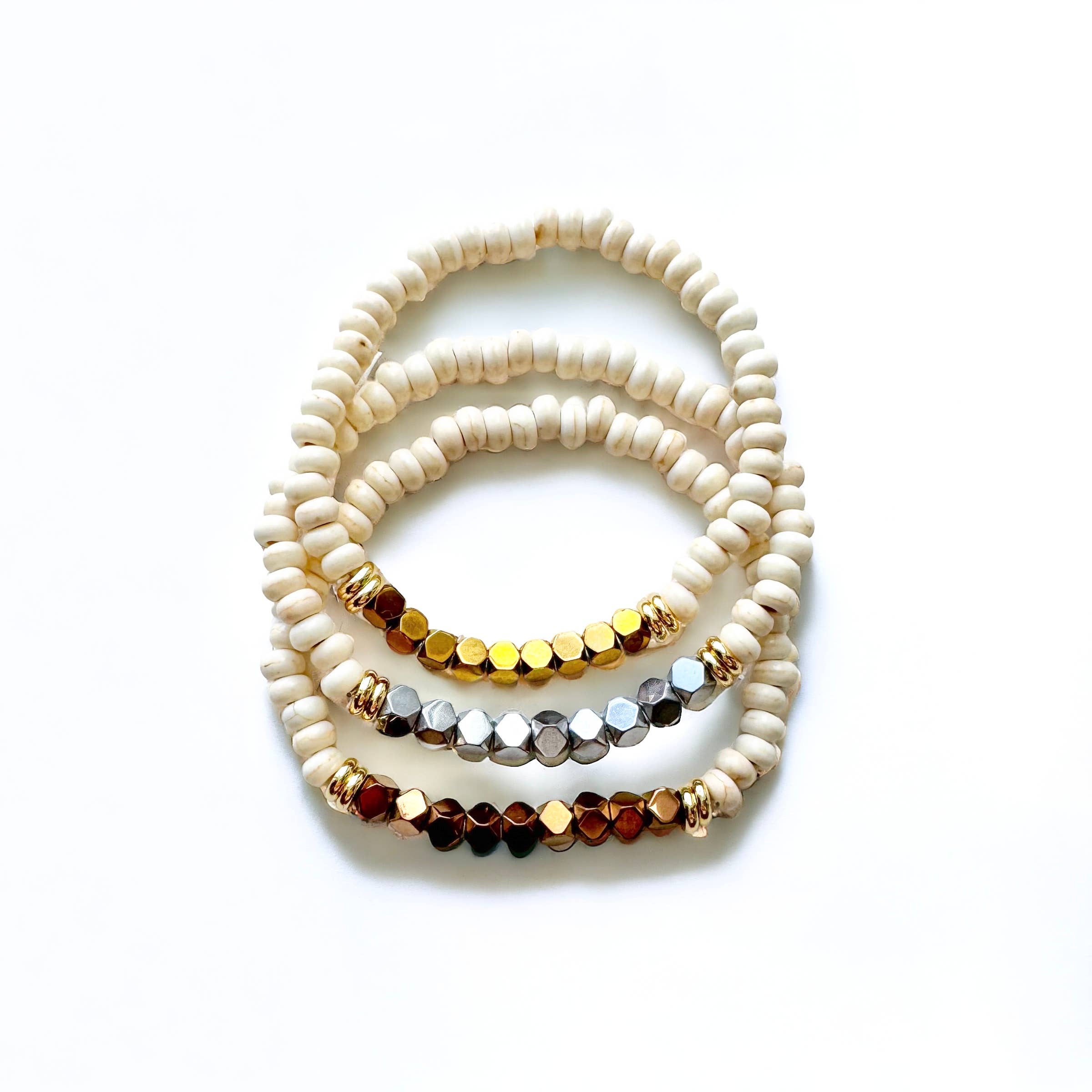 Hello Heather - Wholesale Beaded Bracelet - Hematite Stacking Bracelets0