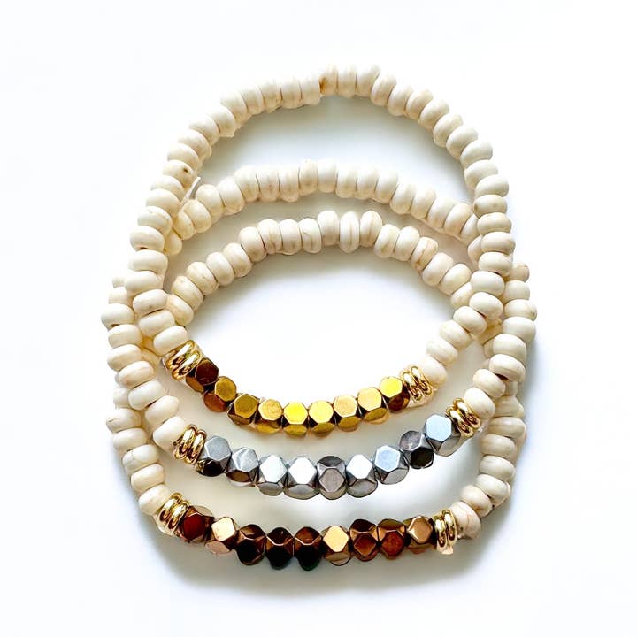 Hello Heather - Wholesale Beaded Bracelet - Hematite Stacking Bracelets0