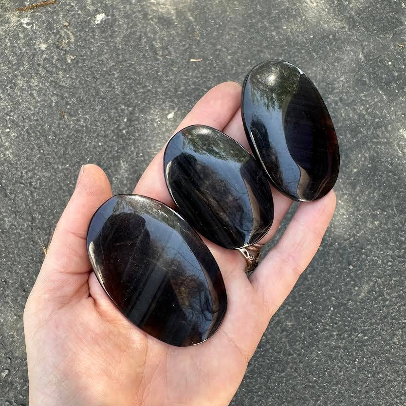 The Crystal Tabby - Wholesale Spiritual Stone/Crystal - Midnight Lace Obsidian Palm stone 4