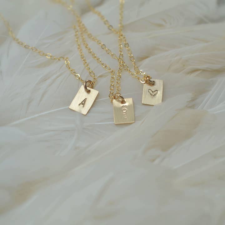 Square Charm Necklace, Heart for wholesale by Sela+Sage
