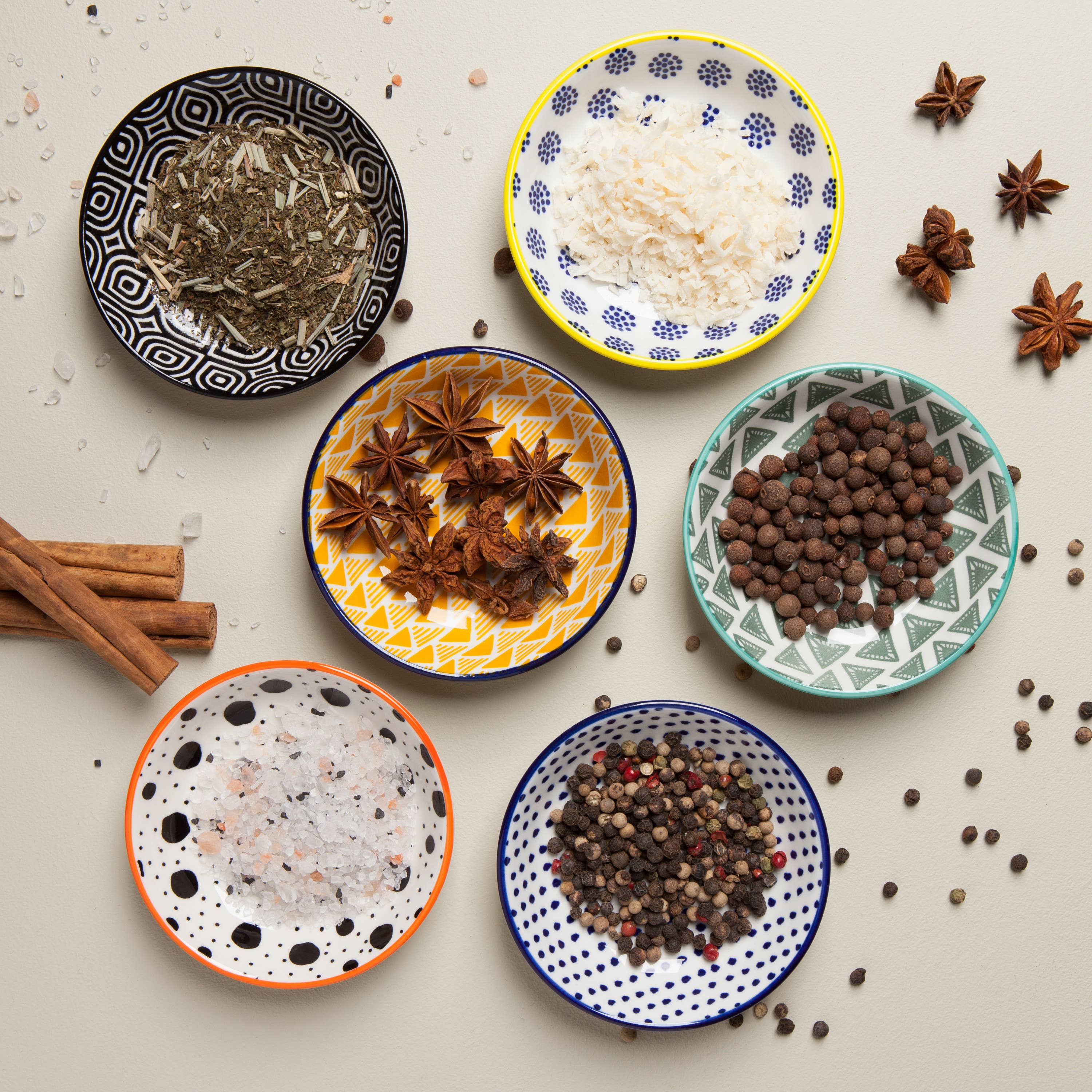 Now Designs by Danica - Wholesale Condiment/Dip Bowl - Bits & Dots Multi-Color Pinch Bowls Set of 61