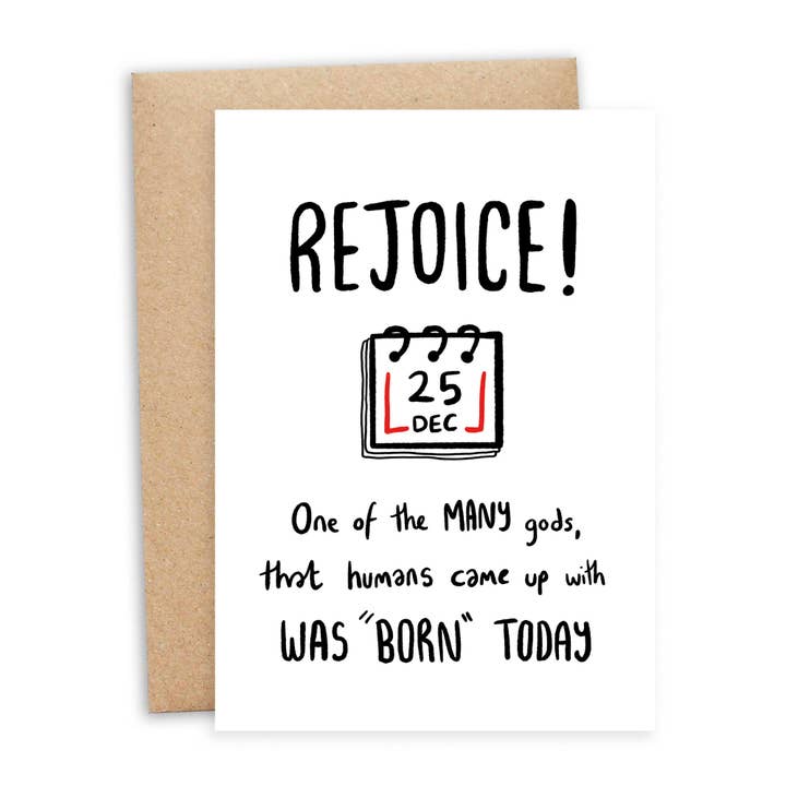 Debmon Design - Wholesale Kerstkaartje - Verheug je | Sarcastische atheïstische kerstkaart