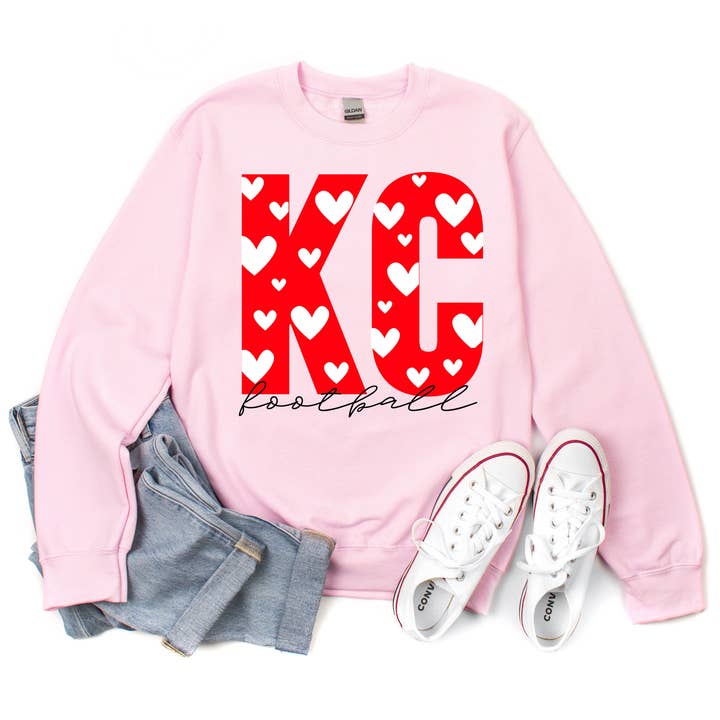 KC fodbold | Hjerte Lys Pink + Rød for engroshandel hos Country Charm Wholesale