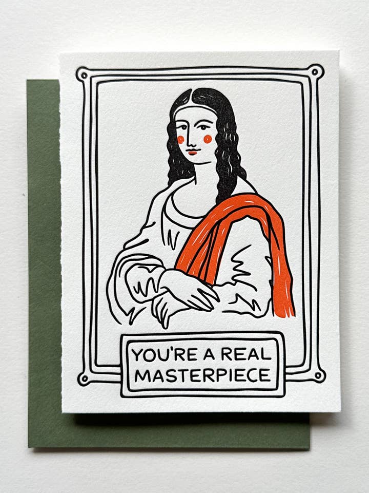 You're A Masterpiece - Art History Letterpress Greeting Card for wholesale by Sarah Bloom Studio