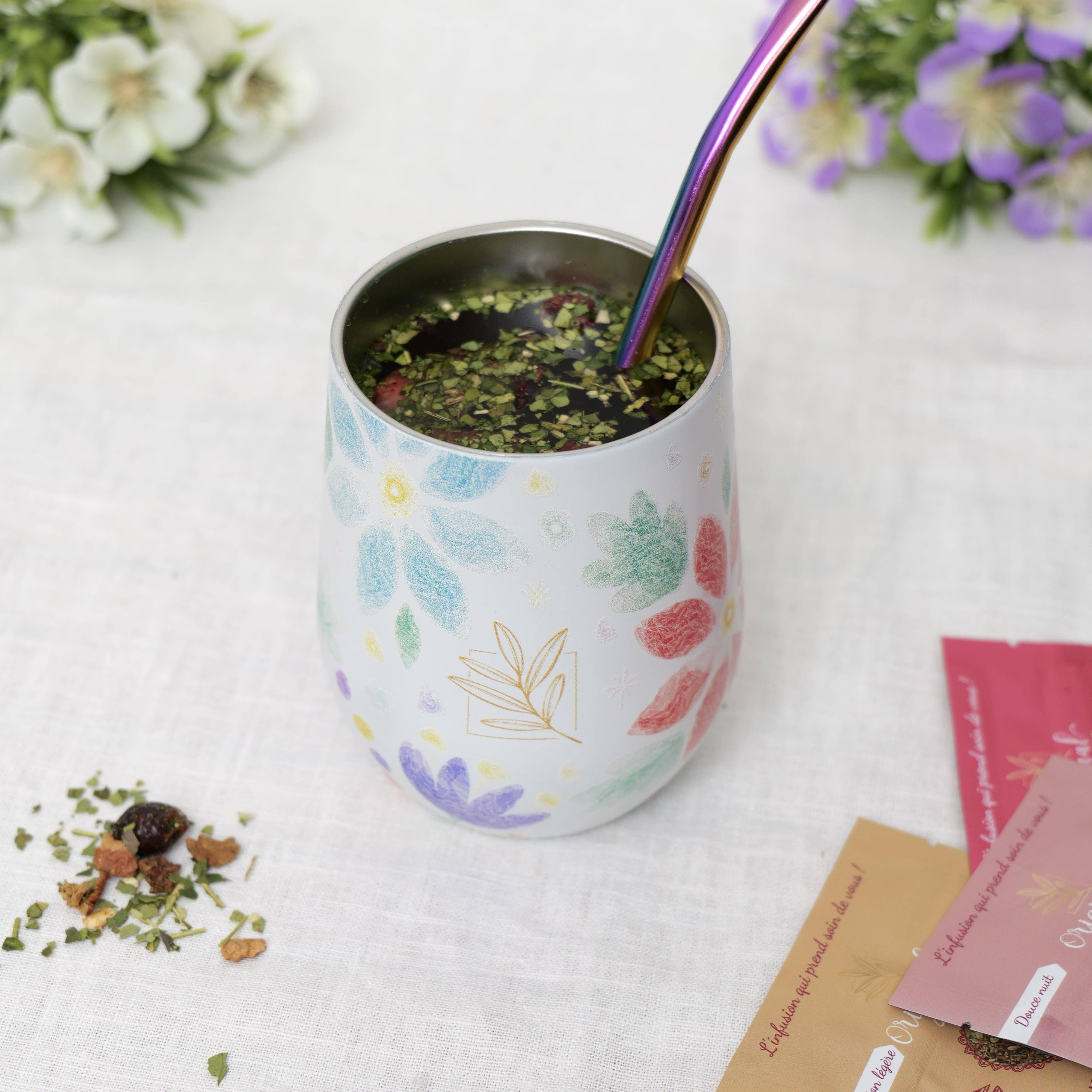 ORIGINAL MATE - Wholesale Insulated Mug/Tumbler - Floral insulated gourd and its bombilla3