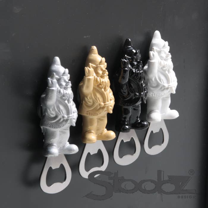 Imhof & Stevens BV - Wholesale Bottle/Wine Opener - BOTTLE OPENER GNOME F*CK YOU WITH MAGNET 4 COLORS ASS B/W/G/Y 9 CM STOOBZ DESIGN2