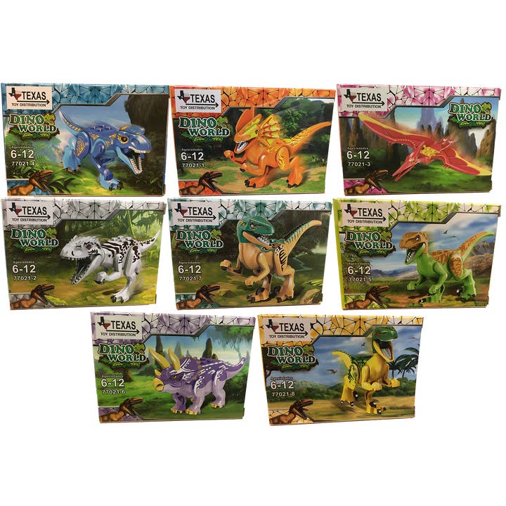 Texas Toy Distribution – Großhandel Baukasten – Kinder – Dinosaurier Brick Kits Display-Box (16 Kits, je 2 x)