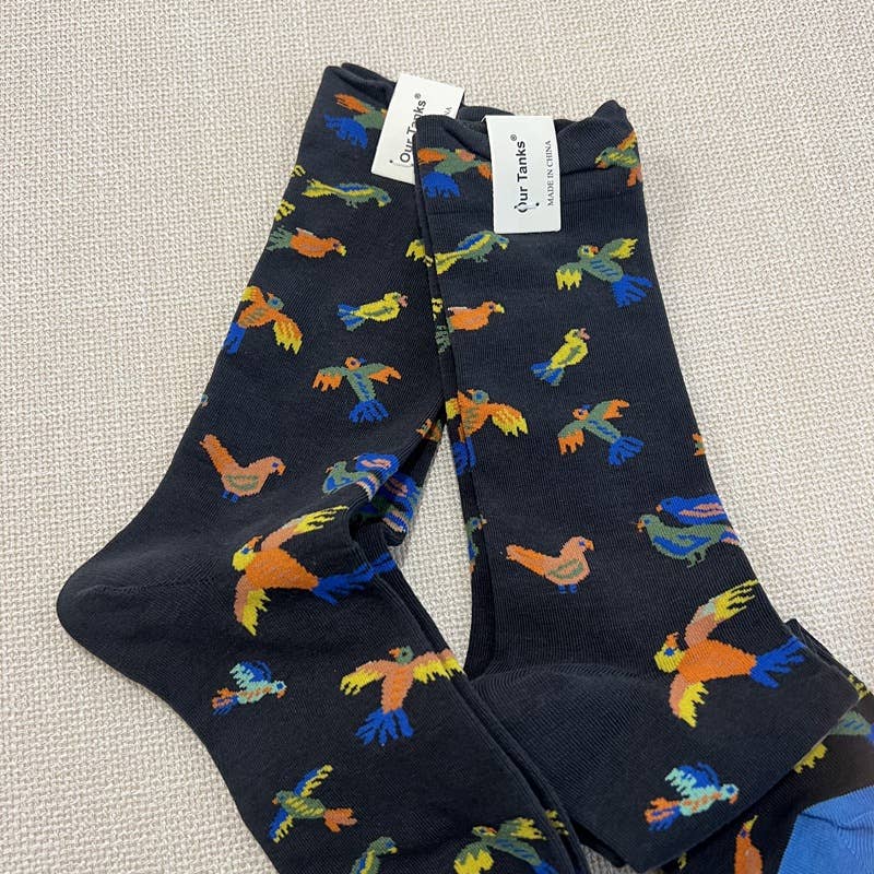 Tourtiwi - Wholesale Socks - Unisex - Oil painting style animal flower print socks22