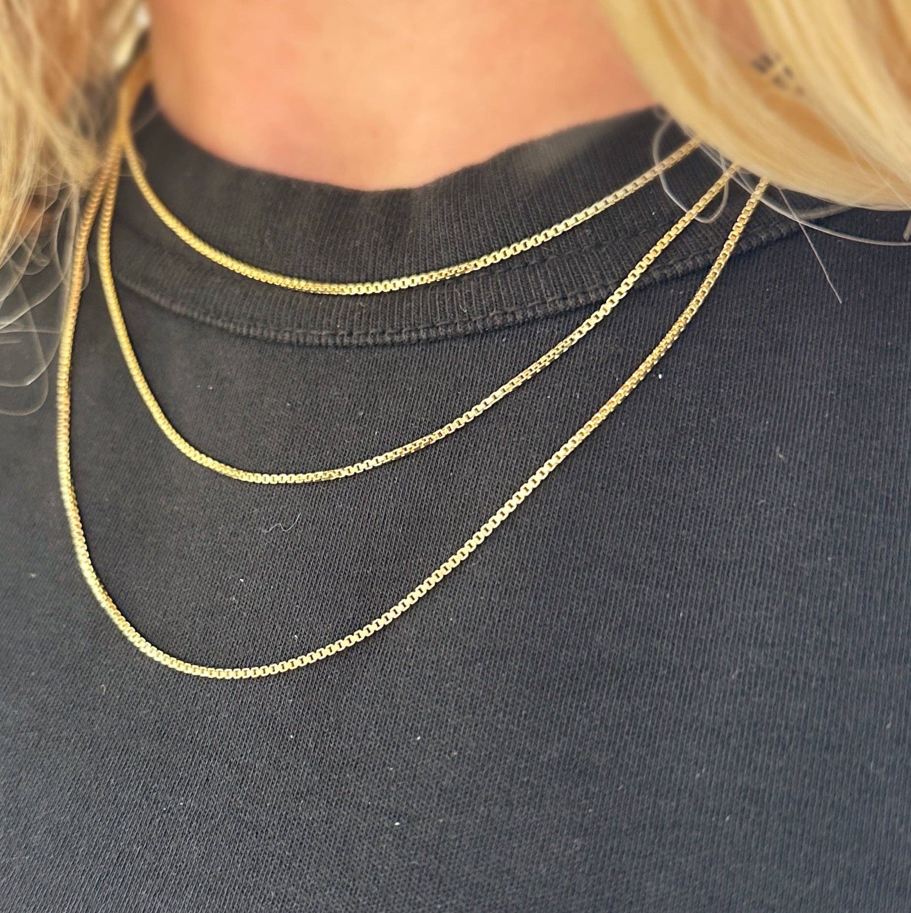 GoldFi - Wholesale Link & Chain Necklace - 1mm Box chain1