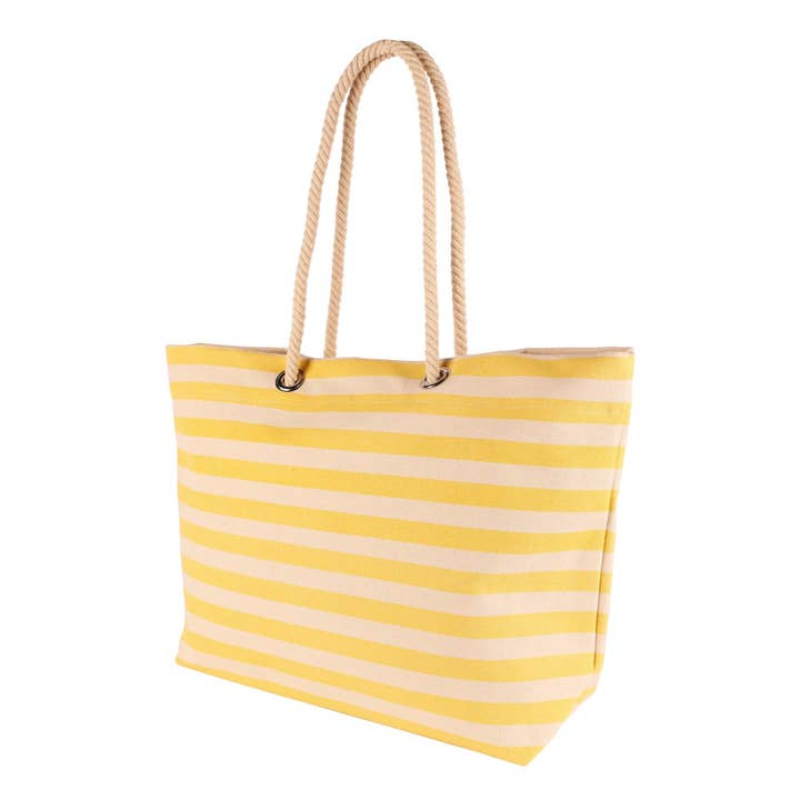 Rinkit Pty Ltd - Wholesale Beach Bag - Large Striped Canvas Tote Beach Bag - 55cm x 36cm - By Nicola Spring