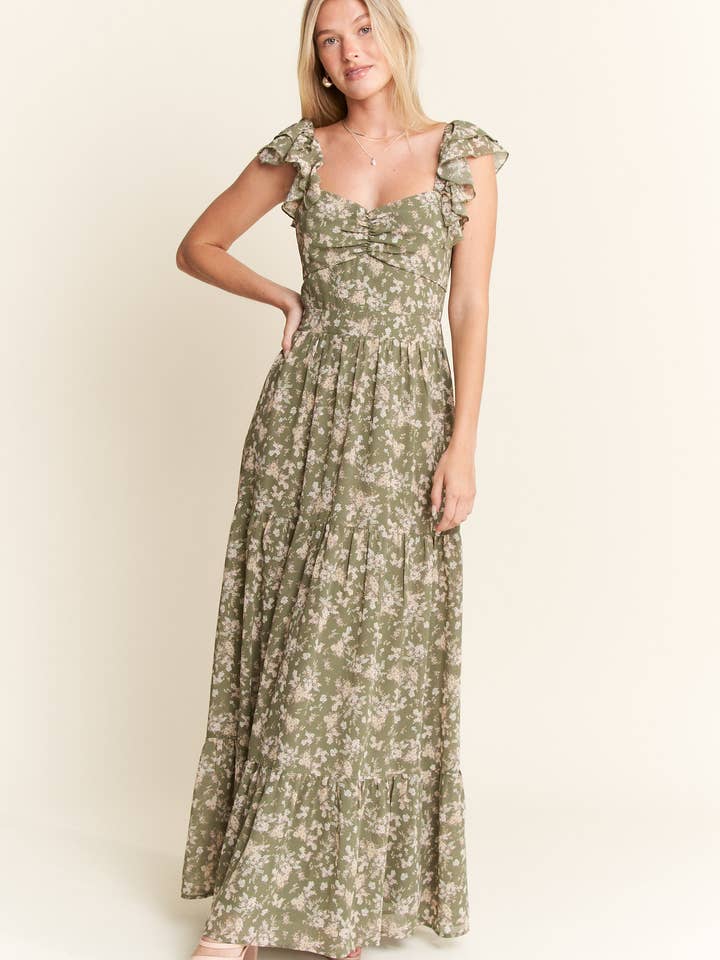 JADE BY JANE - Wholesale Dress - Women's - RUFFLE SLEEVE TIERED MAXI DRESS42