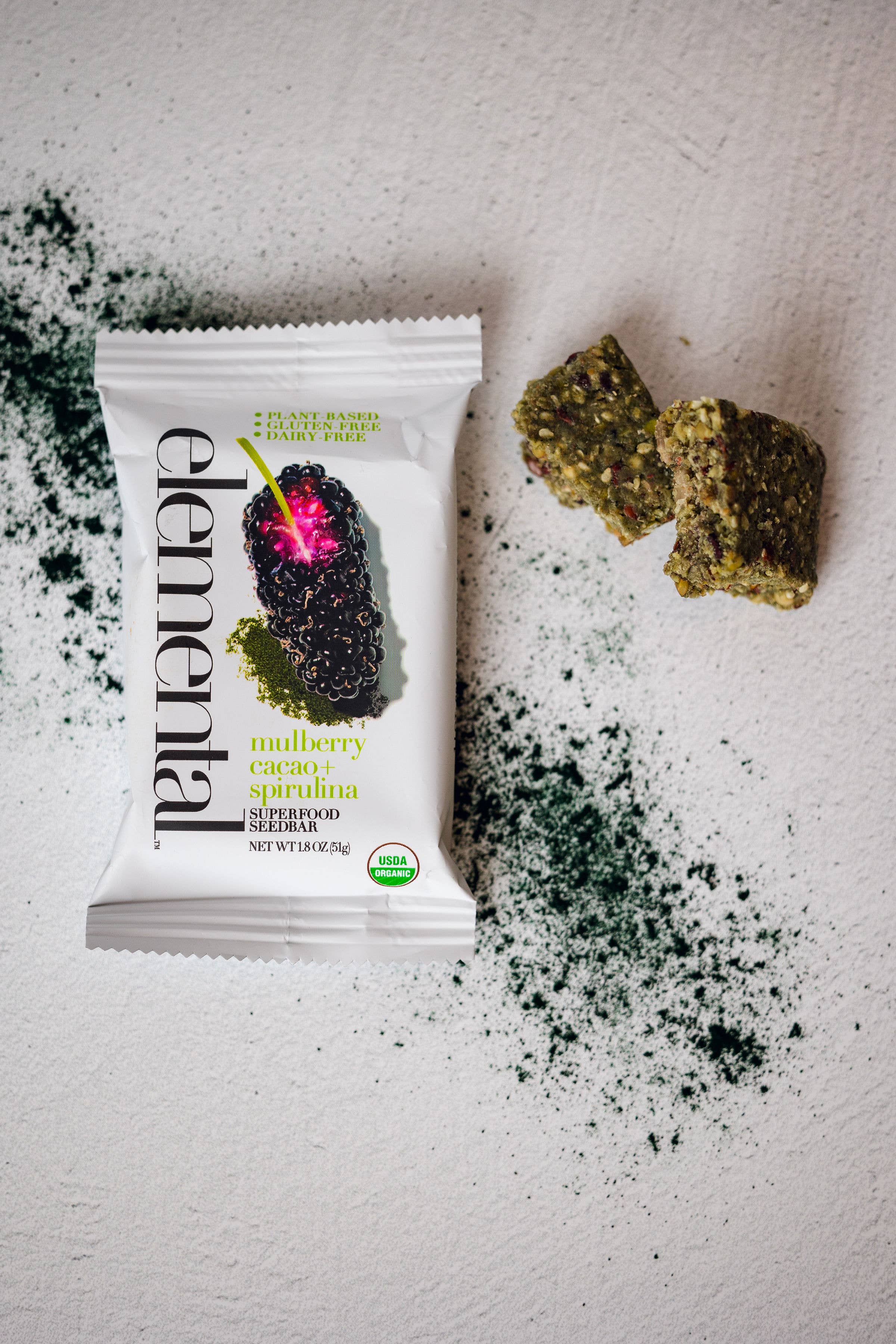 Elemental Superfood - Wholesale Snack Bar - Mulberry Cacao + Spirulina3