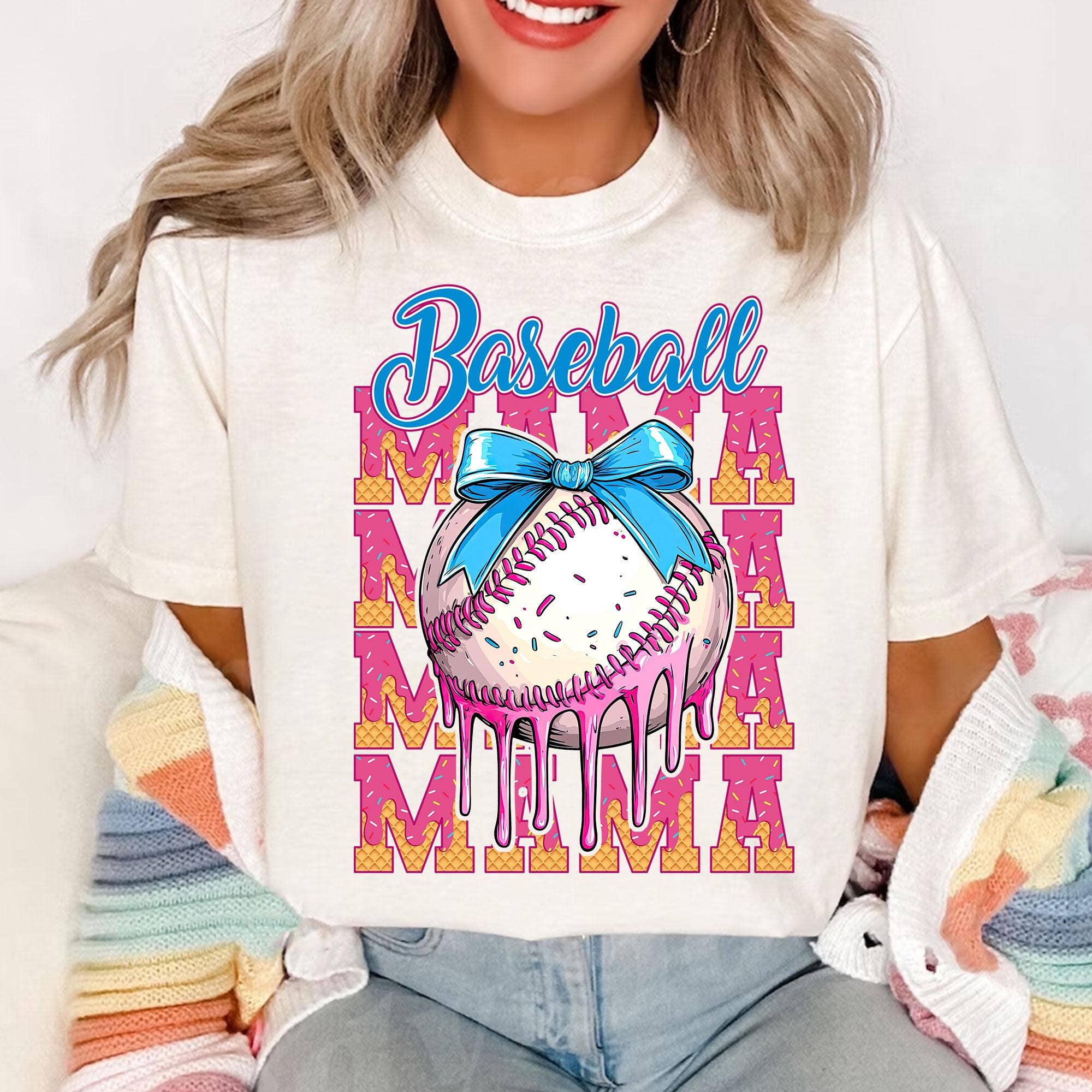 NVC Ecommerce LLC - Wholesale Graphic Sweatshirt - Women's - Baseball Mama Drip Sweatshirt, Baseball Ice Cream Drip Shirt1