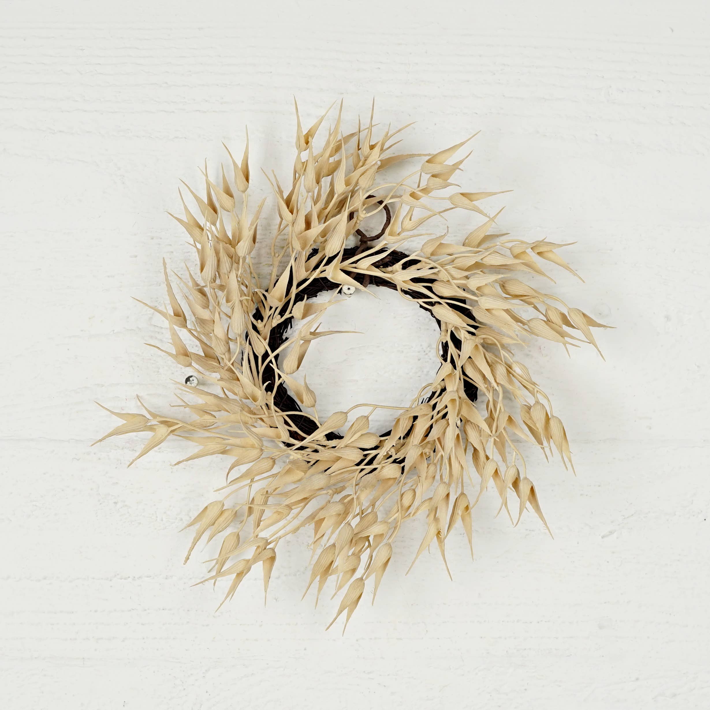 Impressive Enterprises, Inc. - Wholesale Wreath - 530065- 12in(3.5in) Twig Wreath-Cream Bearded Wheat Grass