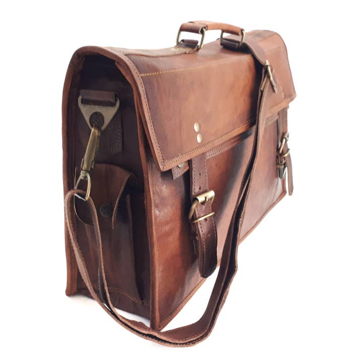 Rust Sydney – wholesale Laptop bag – Unisex – The Big Pommie 16-inch Old School Leather Satchel Bag10