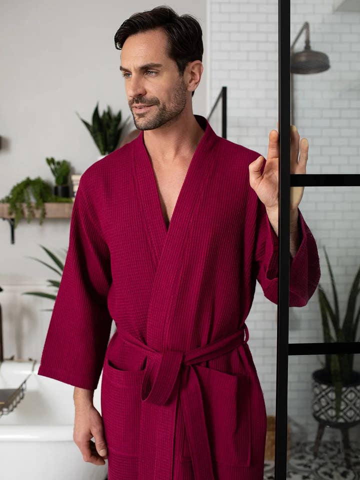 Lotus Linen - Vente Peignoir – homme - Peignoir de bain en nid d'abeille pour homme - Absorbant, léger39
