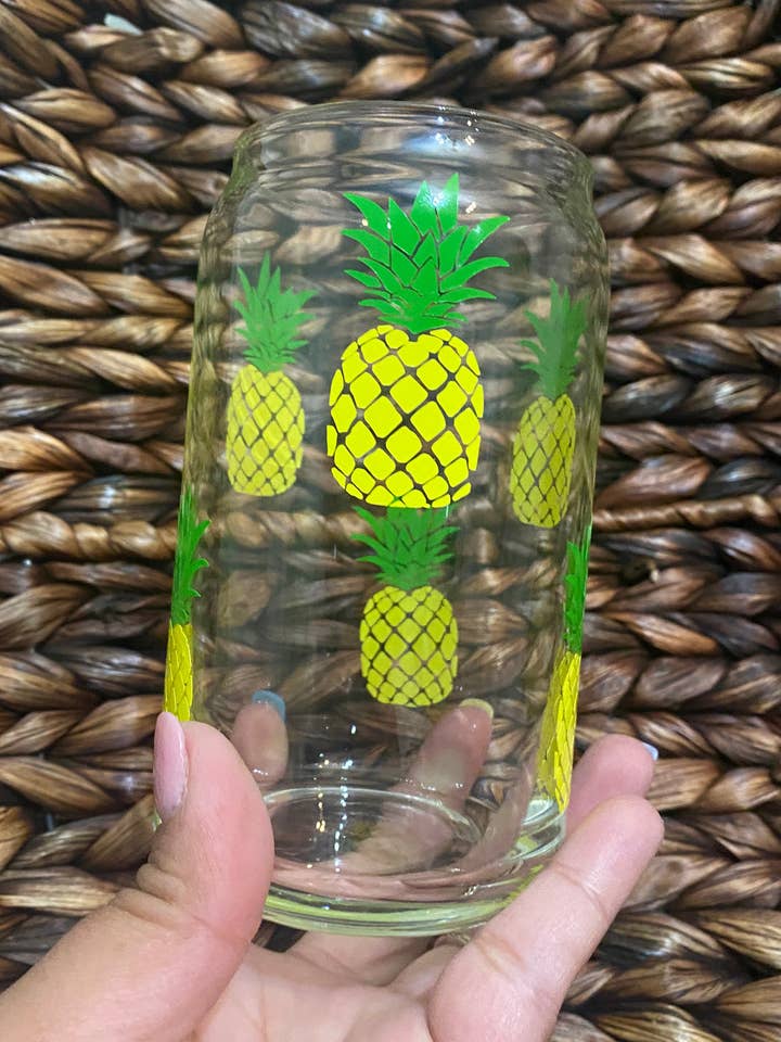 Tasse à canette en verre de 16 oz à ananas pour la vente par Will + Vivi