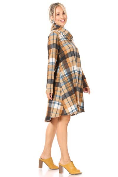 Chris & Carol Apparel - Wholesale Dress - Women's - X213150D - Cozy Cowl Neck Plaid Dress - Plus Size2