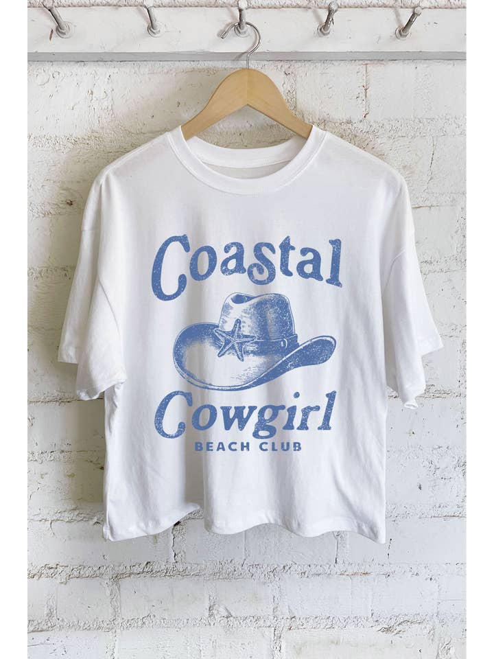 Rustee Clothing - Wholesale Screen Printed T-Shirt - Women's - COASTAL COWGIRL GRAPHIC LONG CROP TOP