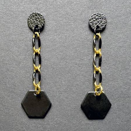 Ohrringe XAMA | Geometrisches Design | Gold/Schwarz für den Großhandel von TINOLISS