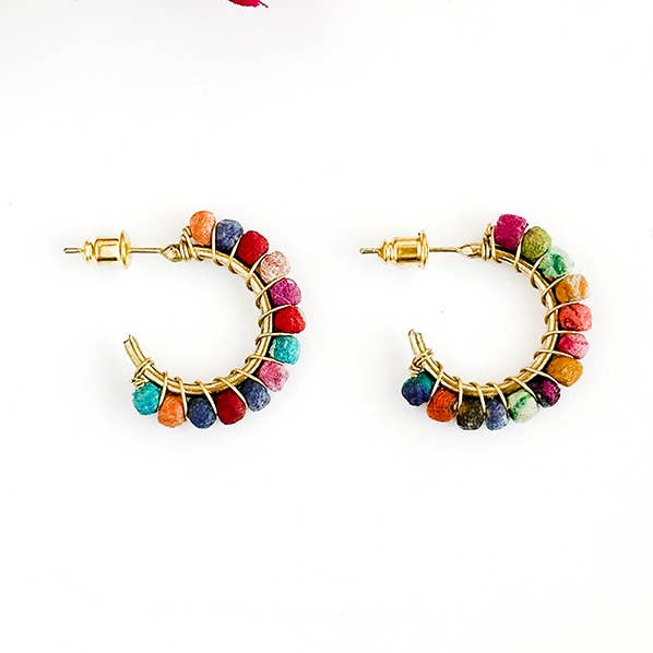 Kantha Milieu Mini Hoops for wholesale by WorldFinds