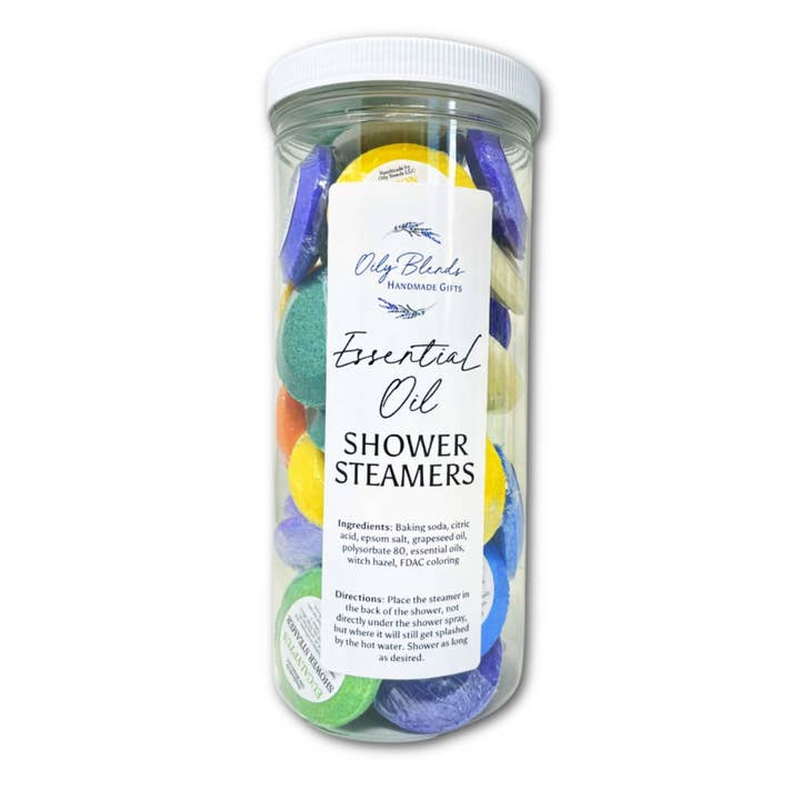 Set of 36 Essential Oil Shower Steamers with Display Jar for wholesale by Oily Blends