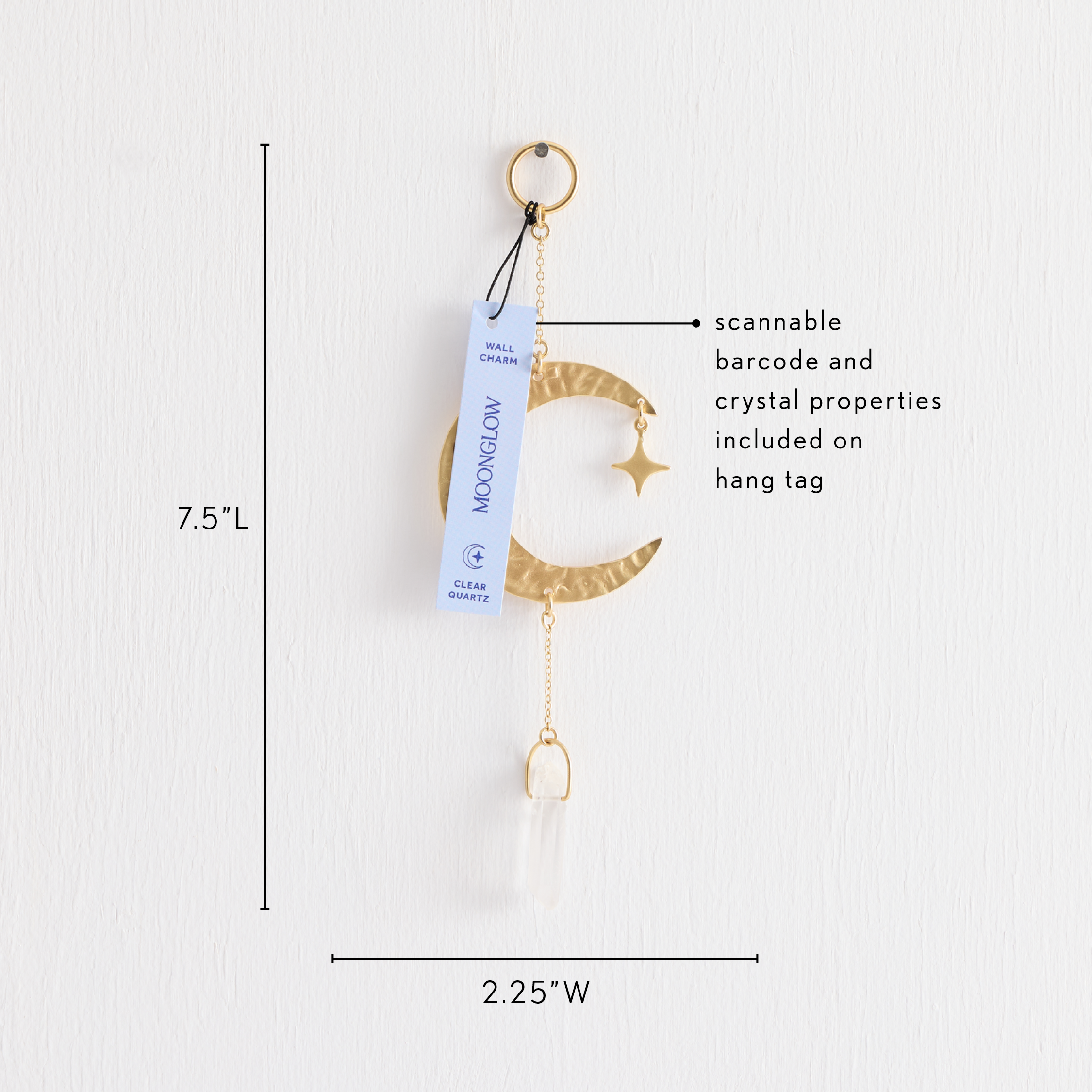 GeoCentral – wholesale Decorative tassel/wall drop – Moonglow Clear Quartz Crystal Wall Charm2