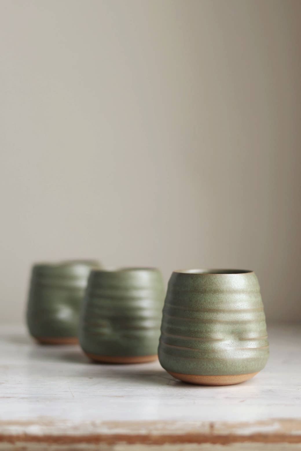 Gravesco Pottery - Wholesale Cocktail/Liquor Glass - Anytime Cup Green handmade pottery wine + Cocktail tumbler