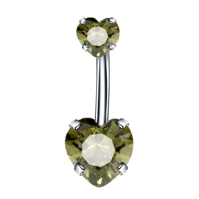 Gemscape UK - Wholesale Belly Ring - Heart shaped Belly Button - Two Stone Design17