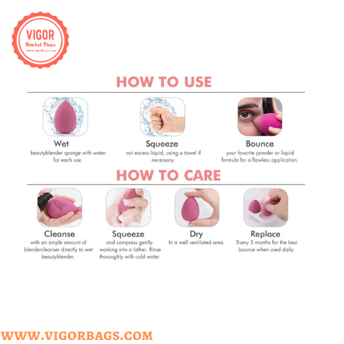 Farben mischen und anpassen VIGOR Make-up-Schwamm Set 8-teilig – Hochwertiger Make-up-Blenderschwamm, Mindestbestellmenge 10 Sets für den Großhandel auf Faire6