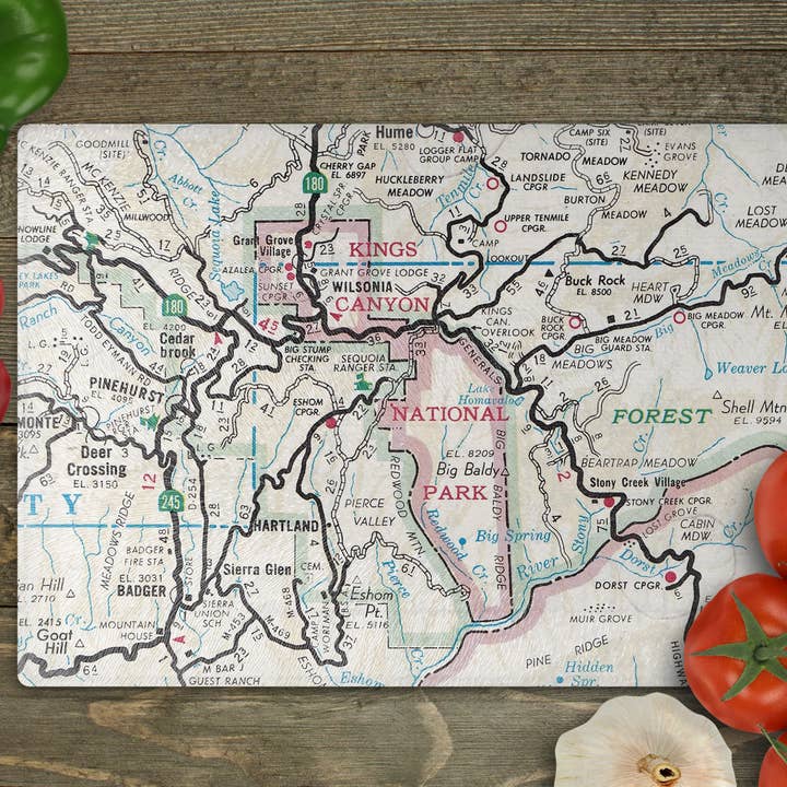 Kings Canyon National Park Map Cutting Board Charcuterie for wholesale by Daisy Mae Designs
