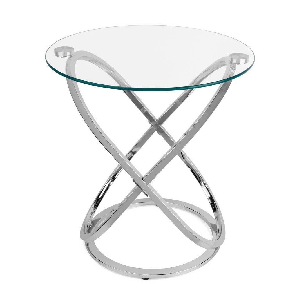 Danya B - Wholesale Side Table - Galaxy Base and Tempered Glass Round End Table0