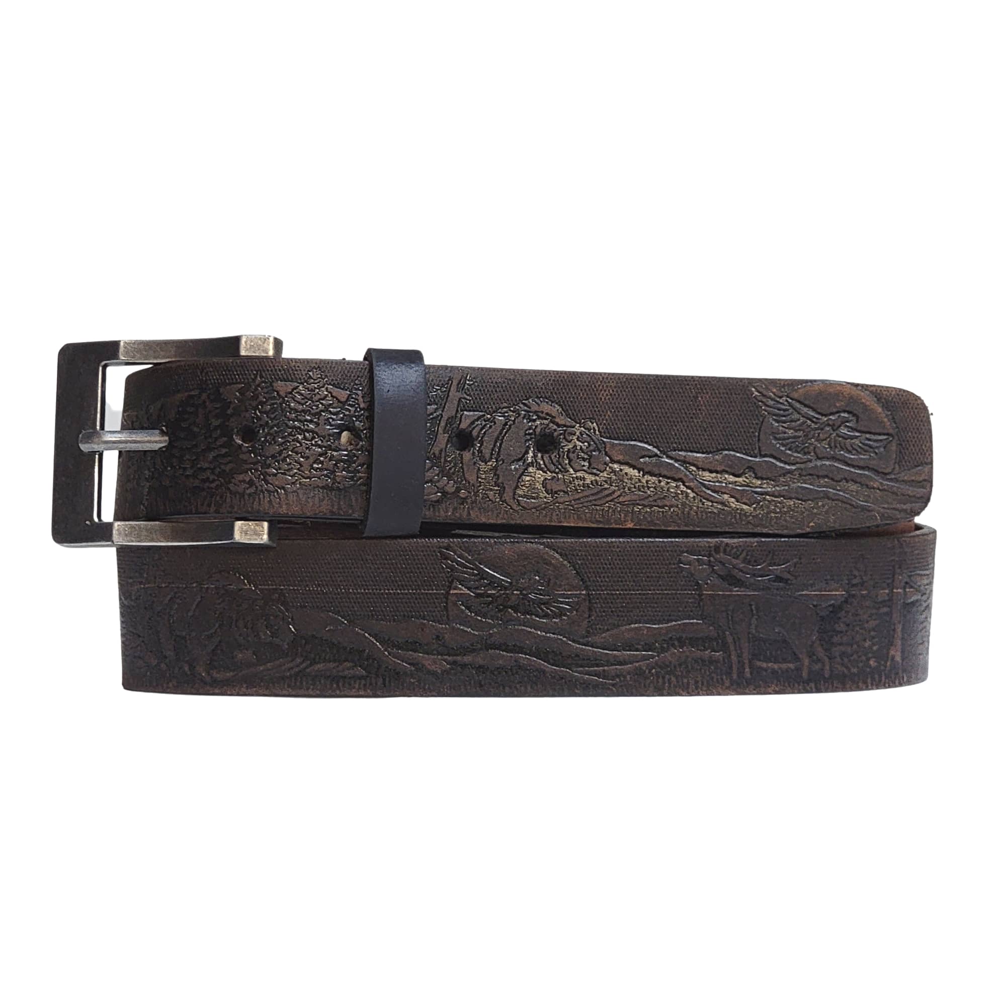 NAB LEATHER – wholesale Belt – Unisex – The Wildlife Belt - Cognac Embossed Full Grain Leather Belt Made in Canada3