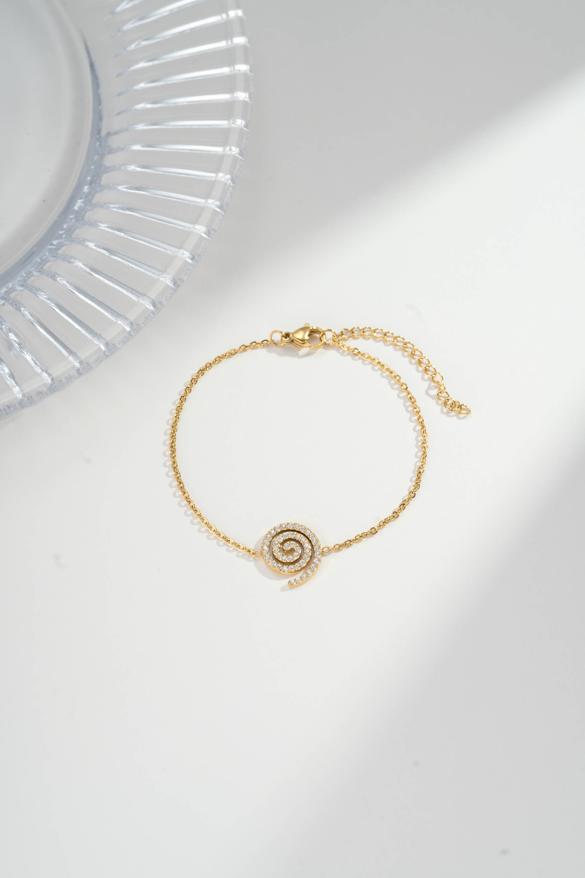 COSMOS - Vendita all'ingrosso Braccialetto con ciondolo/pendente - Bracciale sottile a spirale – cristallo, acciaio inossidabile0