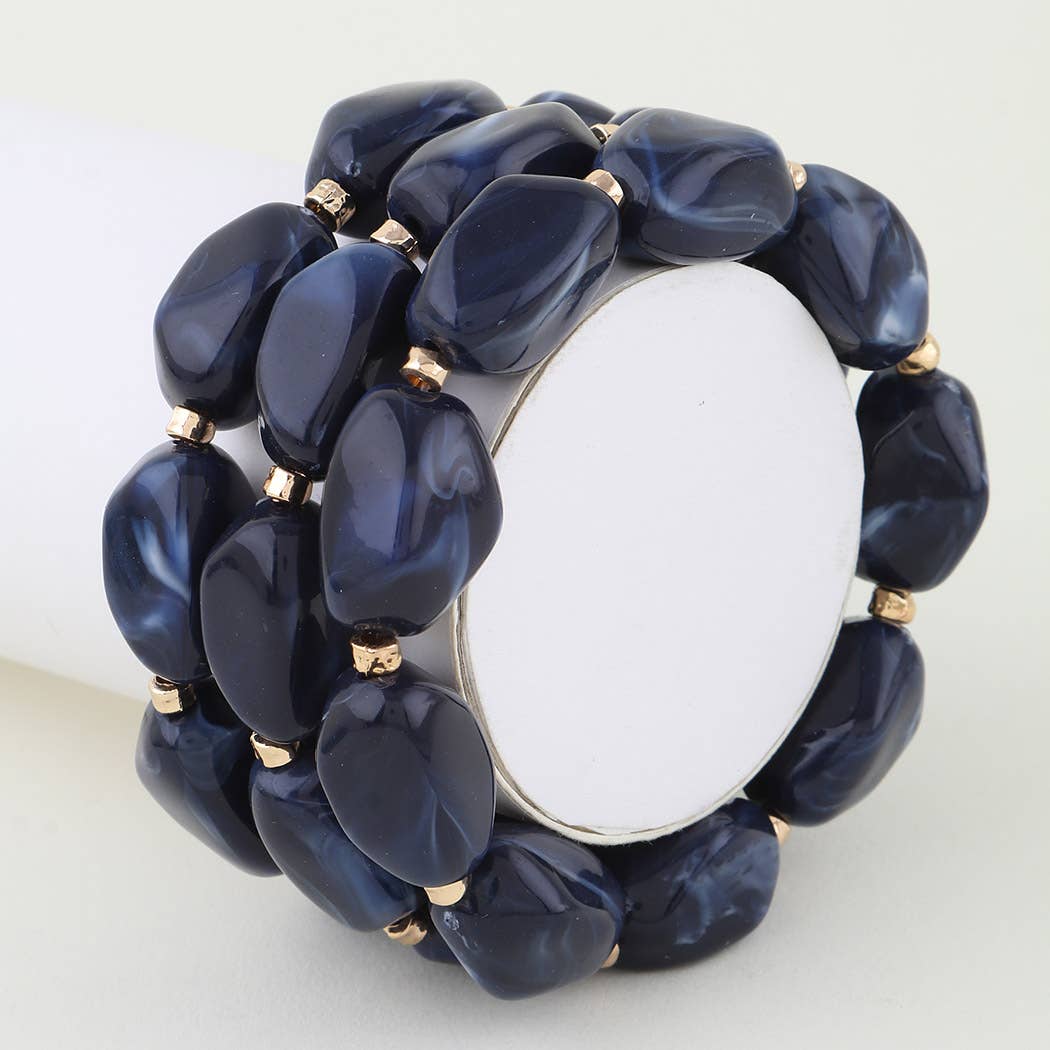 3AM BY H&D ACCESSORIES - Wholesale Beaded Bracelet - Abstract Marble Stone Beaded Bracelet5