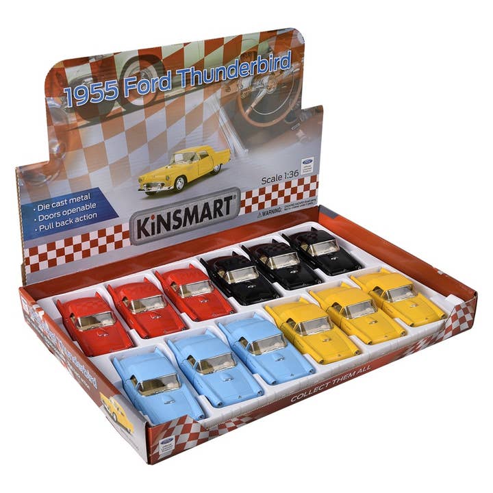 La Luna Bella - Toys – Großhandel Spielzeugauto – Kinder – 5" Druckguss Rückziehauto 1955 Ford Thunderbird - LLB Toys6