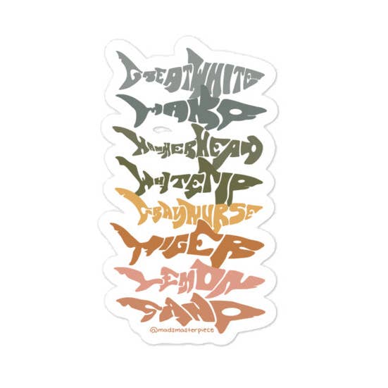 All Kine Sharks Sticker for wholesale by Madsmasterpiece