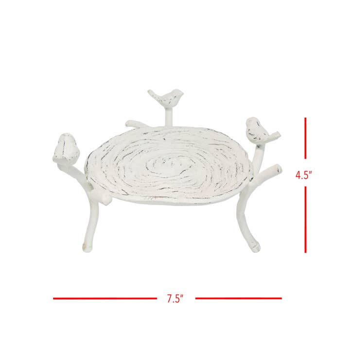 Foreside Home & Garden - Wholesale Jewelry Dish - Flora White Antique Birds Nest Deco Jewelry Trinket Tray3