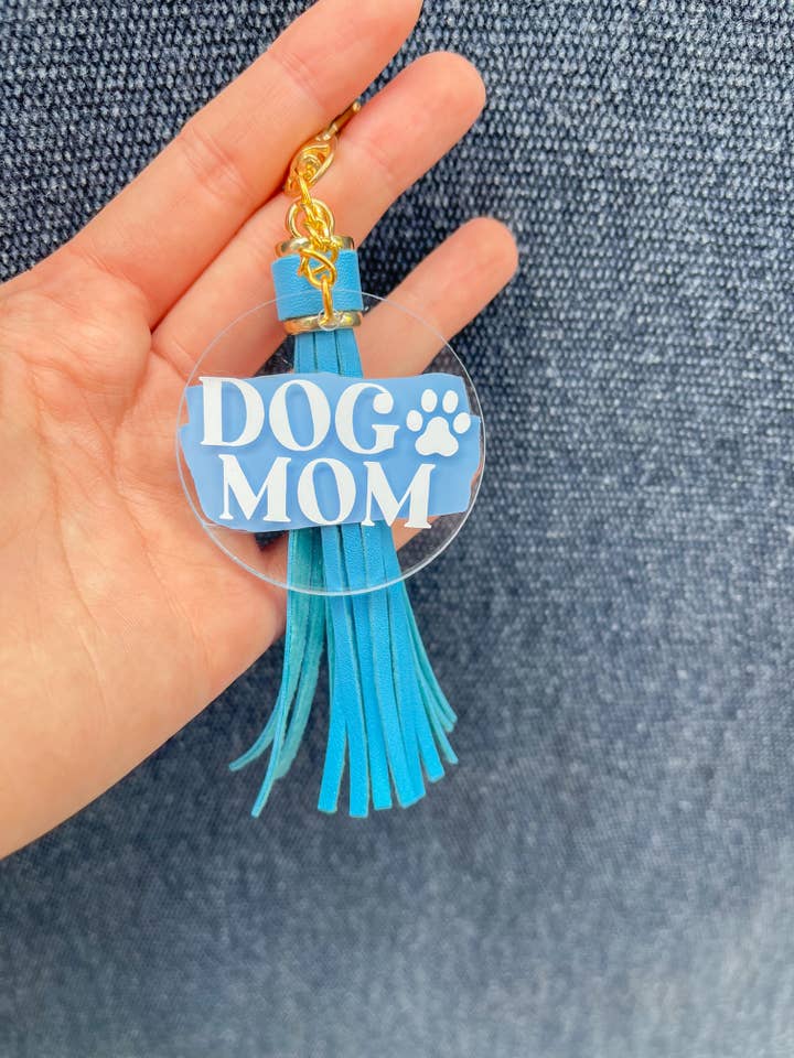 Dog Mom Hand-Painted Acrylic Keychain for wholesale by Salty Ocean Crew