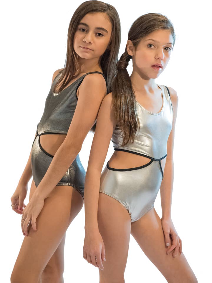 Juniors Silver Shimmer Monokini Bathing Suit for wholesale on Faire