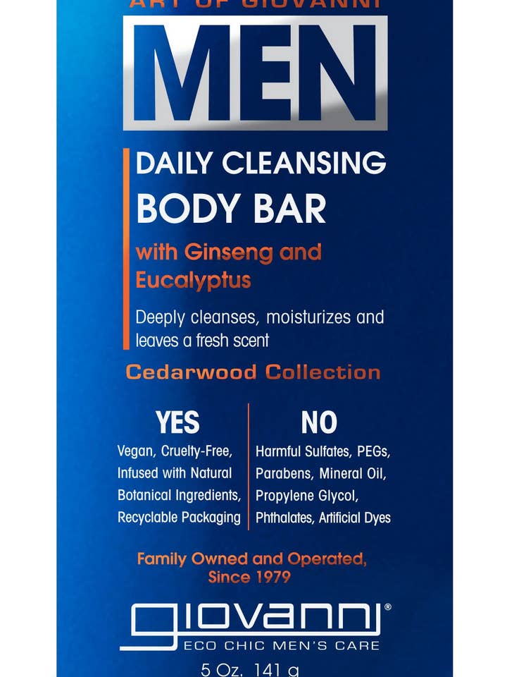 GIOVANNI Men Cleansing Body Bar with Cedarwoood for wholesale by Giovanni Cosmetics