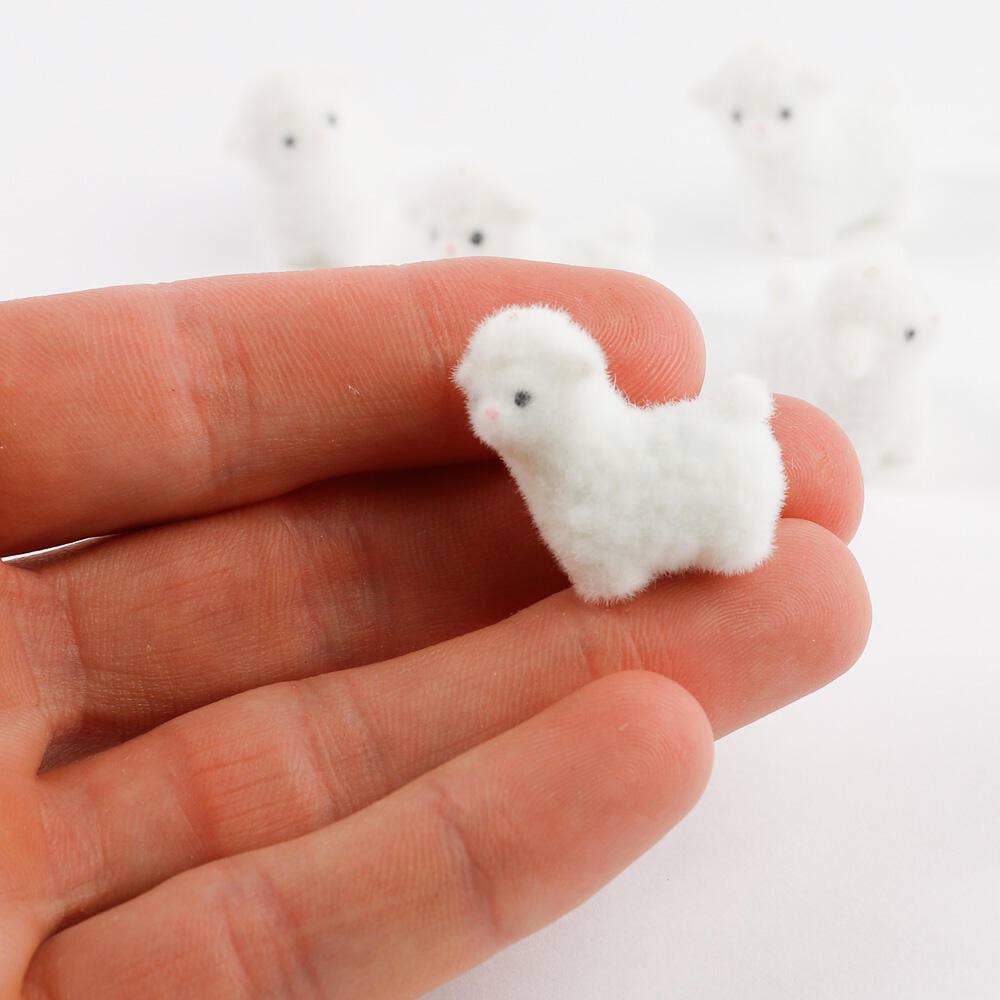 Factory Direct Craft - Wholesale Decorative Tabletop Object -  Flocked White Mini Baby Lamb Sheep (Bag of 6) 5