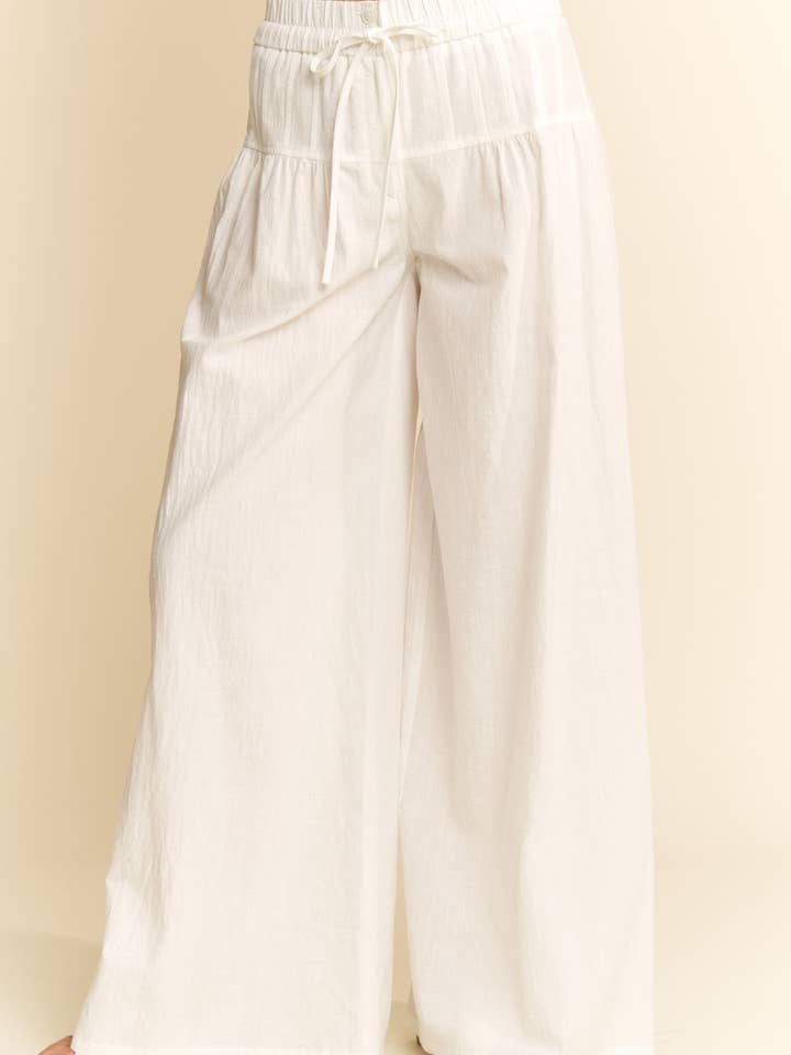 Hers & Mine - Wholesale Pants - Women's - PINTUCKED WAIST LINE LINEN PANTS