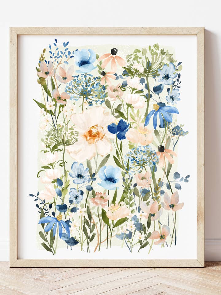Blue Meadow Print for wholesale by popsandbuds