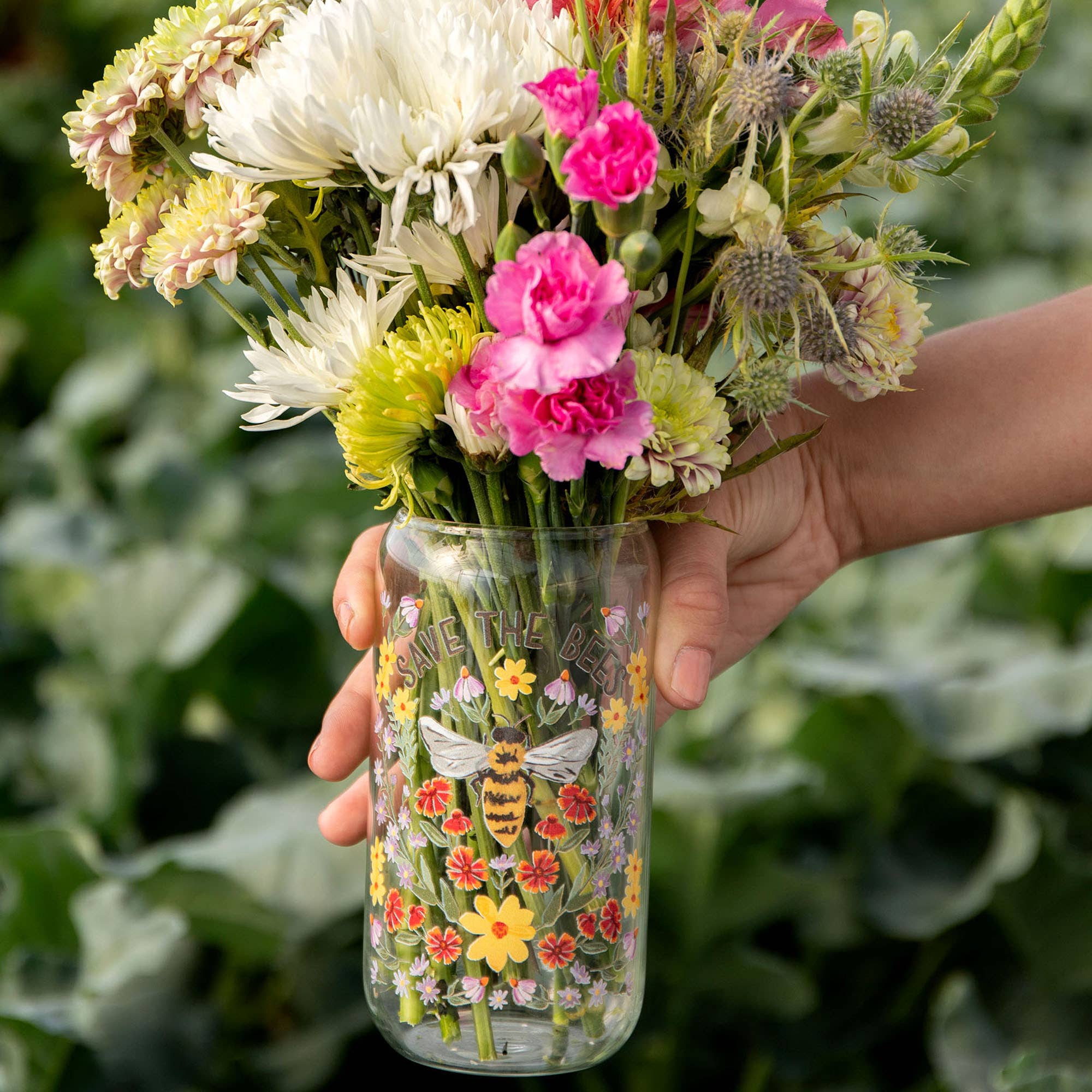 1canoe2 | One Canoe Two Paper Co. - Wholesale Drinking Glass/Cup - Save the Bees Glass Can1