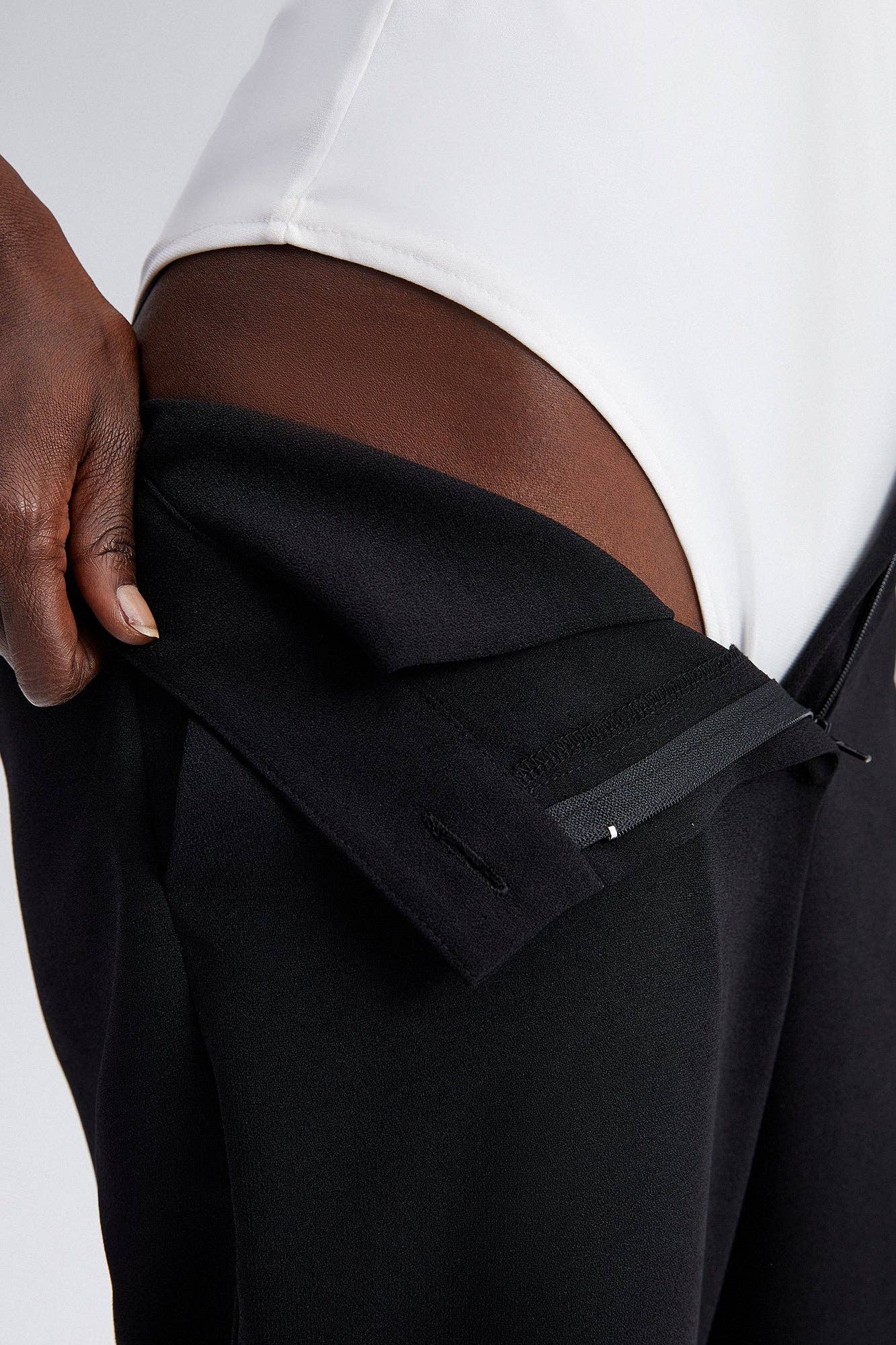 STRETCH DRAPED BODYSUIT IN ECRU - LONG SLEEVE WRAP FIT for wholesale on Faire5