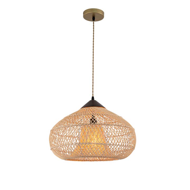 Beige Wabi-Sabi Rattan Pendant Light Rustic Interior Decor Light for wholesale on Faire