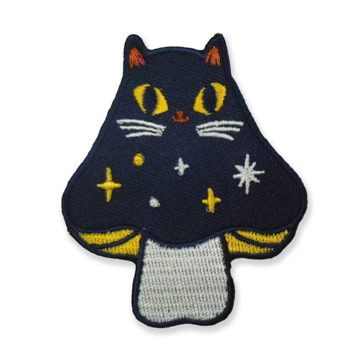 Cosmic Mushroom Cat Patch for wholesale by Badge Bomb