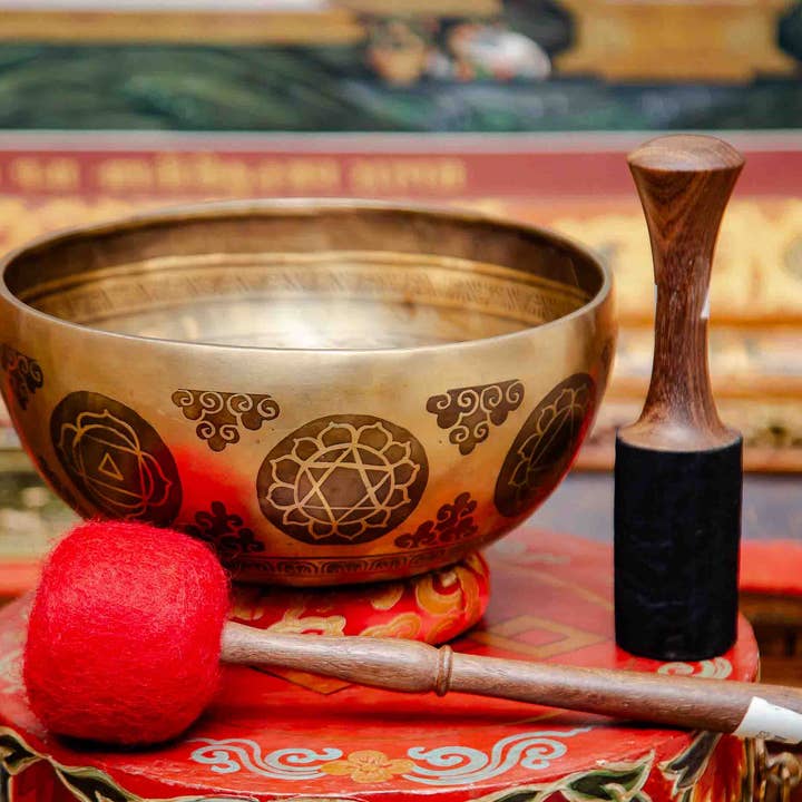 Tibetan Singing Bowl Handcrafted with Spiritual Carvings for wholesale by Boudha Stupa Thanka Centre